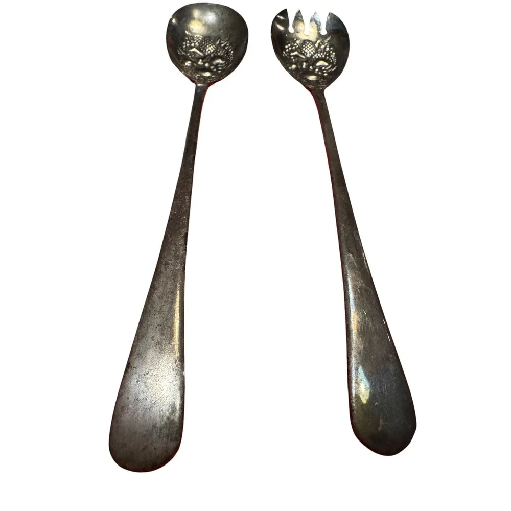 VTG Sheffield England Silver Plated Serving Set Fork & Spoon 9 Inch EPNS ENGLAND
